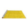 thumbnail image 2 of Ahgly Company Machine Washable Indoor Round Abstract Yellow Modern Area Rugs, 4' Round, 2 of 4