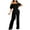 Black, variant on Jumpsuits for Women Dressy Women's Spring and Summer Solid Color Off Shoulder Hollow Lace Ruffle Waist Tie Up Jumpsuit