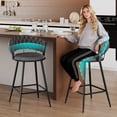 thumbnail image 3 of Andeworld 24'' Barstools set of 4, Modern Velvet Bar Stools with Woven Back, Counter Height Barstools with Upholstered Seating, Square Footrest, Grey, 3 of 7