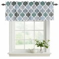 thumbnail image 2 of Green Grey Morocco Pattern Valances for Windows, Turquoise Modern Moroccan Geometric Light Filtering Kitchen Curtains, Rod Pocket Window Valance Curtains for Living Room Bedroom, 42"Wx12"L, 2 Panels, 2 of 9