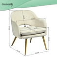 thumbnail image 5 of Velvet Accent Chair Hollow Back Armchair with Golden Legs for Living Room Bedroom Home Office, Modern Channel Tufted Back Club Chair - Beige, 5 of 10