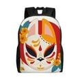 thumbnail image 1 of ZNDUO Travel Backpack, Hand Drawn Kitsune Mask Fox Pattern Backpack for School, 16 inch Lightweight Bookbag, 1 of 8