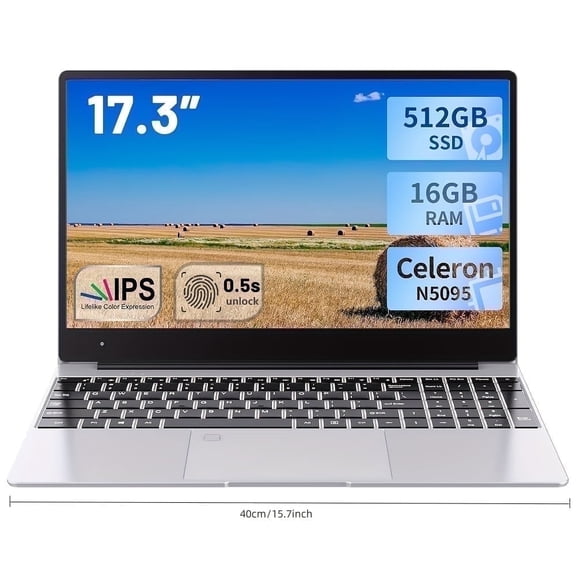 17.3 inch Laptop Intel N5095 RAM16GB SSD512GB Display 1920*1200 DDR5 Notebook Computers