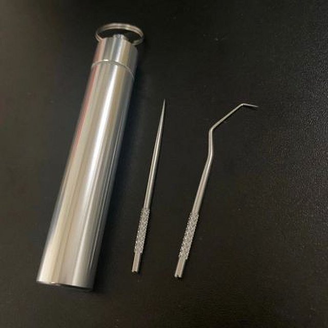Artefacto de palillo de dientes portátil de acero inoxidable 304, juego de ganchillo para dientes, tapón de dientes, artefacto portátil, aguja de hilo dental para limpieza