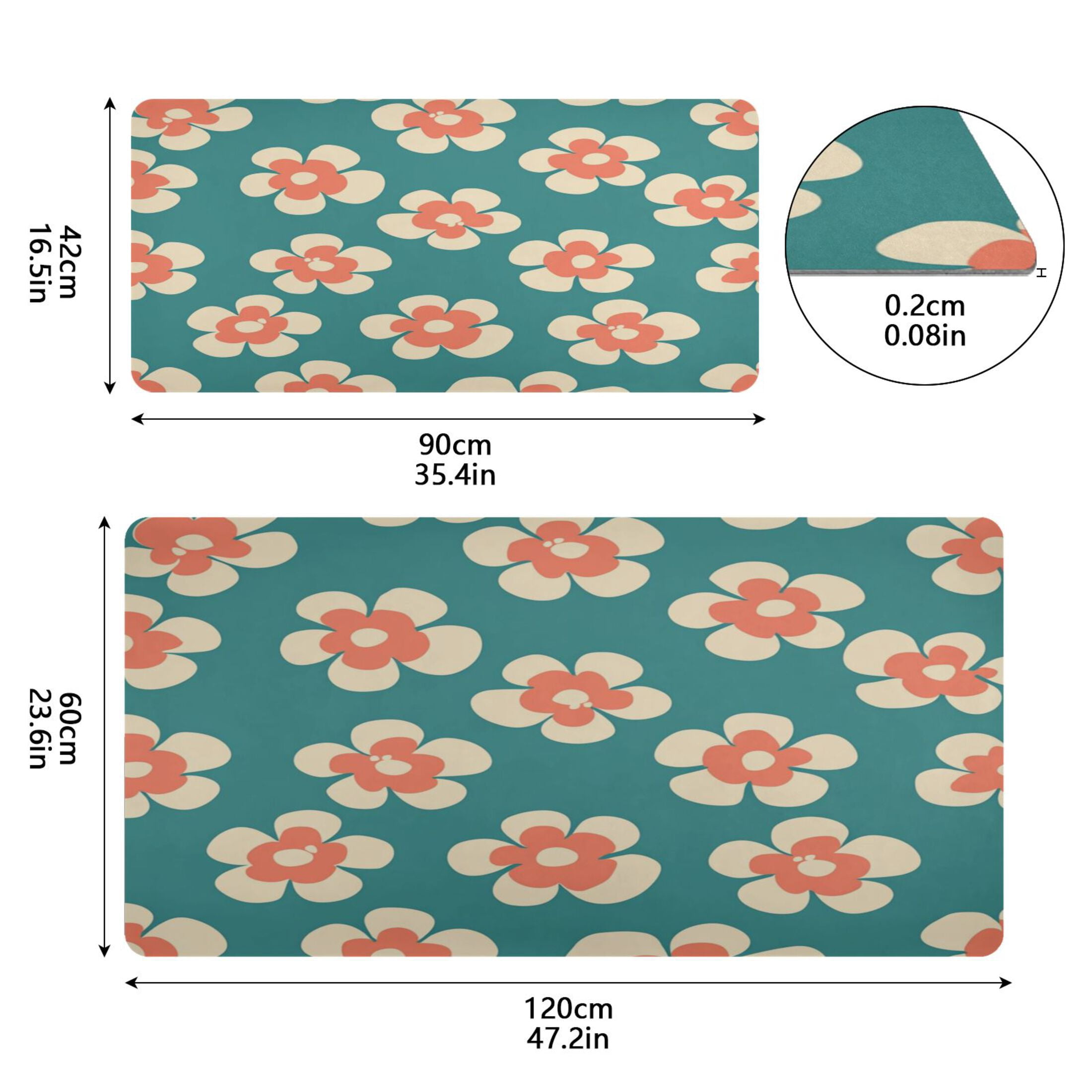 Leather Keyboard and Mouse Desk Mat Office Desk Accessories Protective Office Desk Decor Desk Pad Mat for Gaming, Work from Home, Office Peach Color Flowers 23.6" x 47.2"