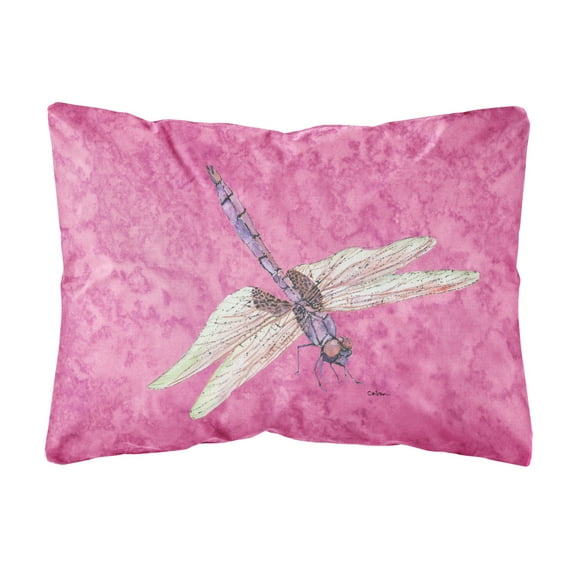 Carolines Treasures 8891PW1216 Dragonfly on Pink Canvas Fabric Decorative Pillow, 12H x16W, multicolor