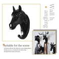 thumbnail image 2 of Perchero de pared con cabeza de animal en 3D, de resina, para abrigos y sombreros, resistente, para decoración del hogar, accesorios de baño, llavero, cabeza de caballo negra, 2 of 8