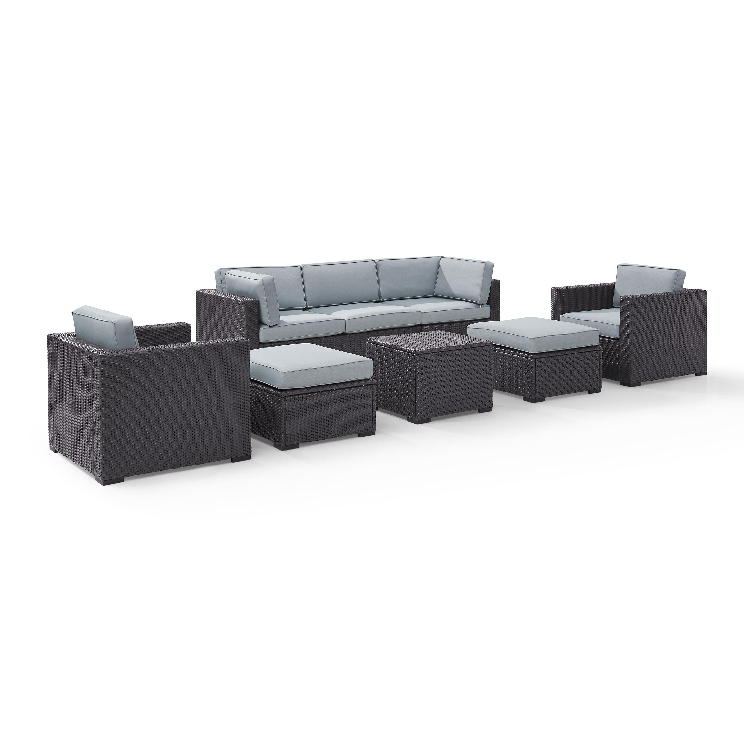 Crosley Furniture Biscayne 7 Piece Metal Patio Sofa Set in Brown/Blue - image 2 of 4