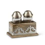 GG Collection  Heritage Collection Wood & Metal Inlay Salt & Pepper Set, Brown