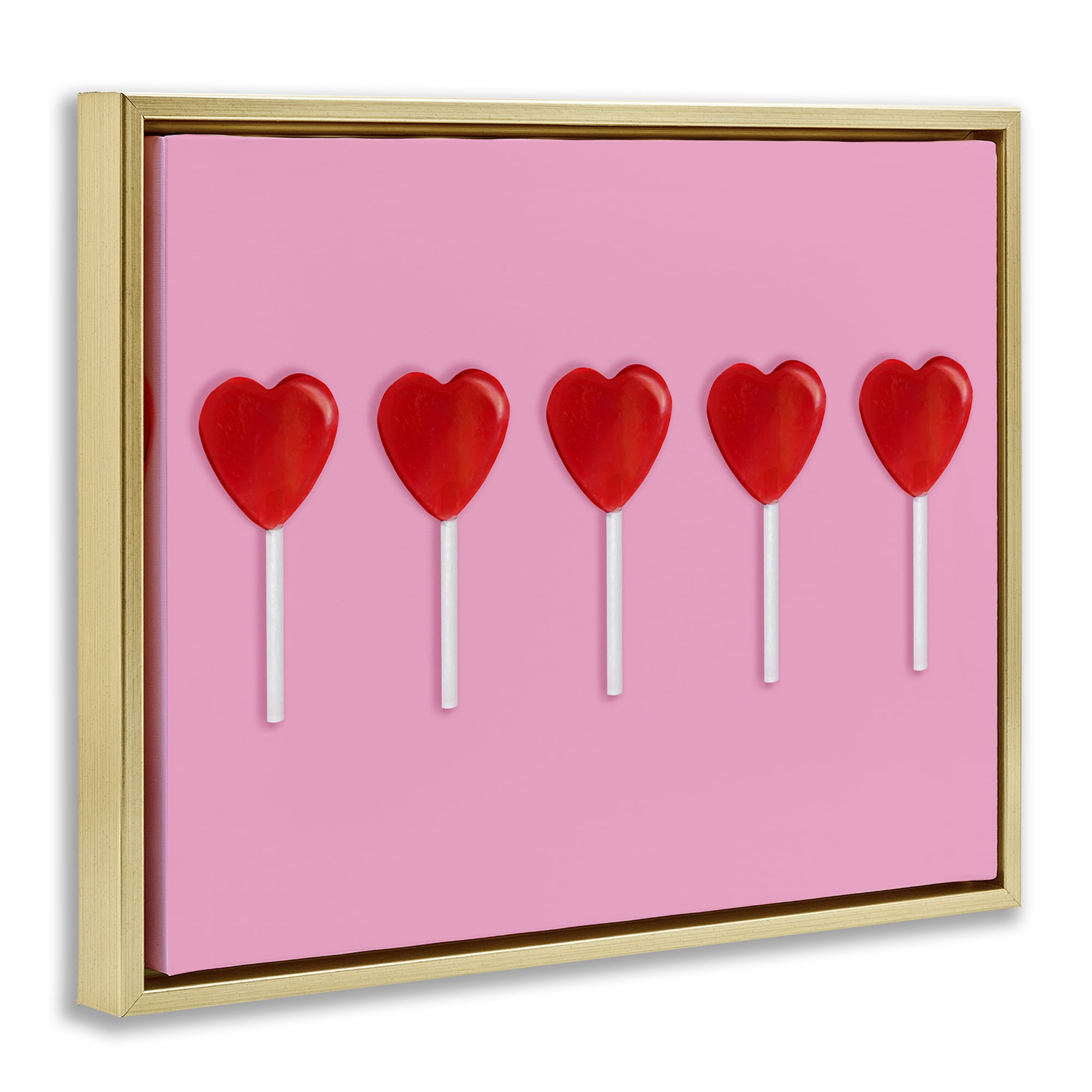 Stupell Industries Valentine's Heart Pops Gold Framed Floater Canvas Wall Art, design by LISH Creative