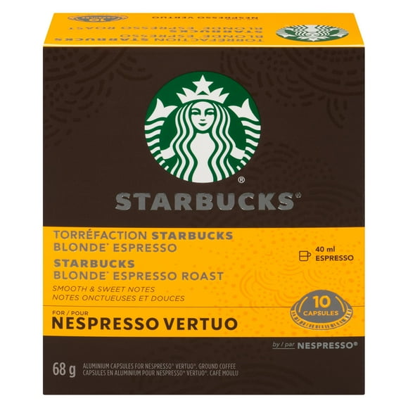 STARBUCKS Torréfaction blonde espresso NESPRESSO VERTUO, 10 un. (68 g) 10 x 40ml