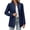 Navy blue, variant on Spring Fall Stand Collar Solid Color Women Long Sleeved Open Front Work Office Blazer Coat