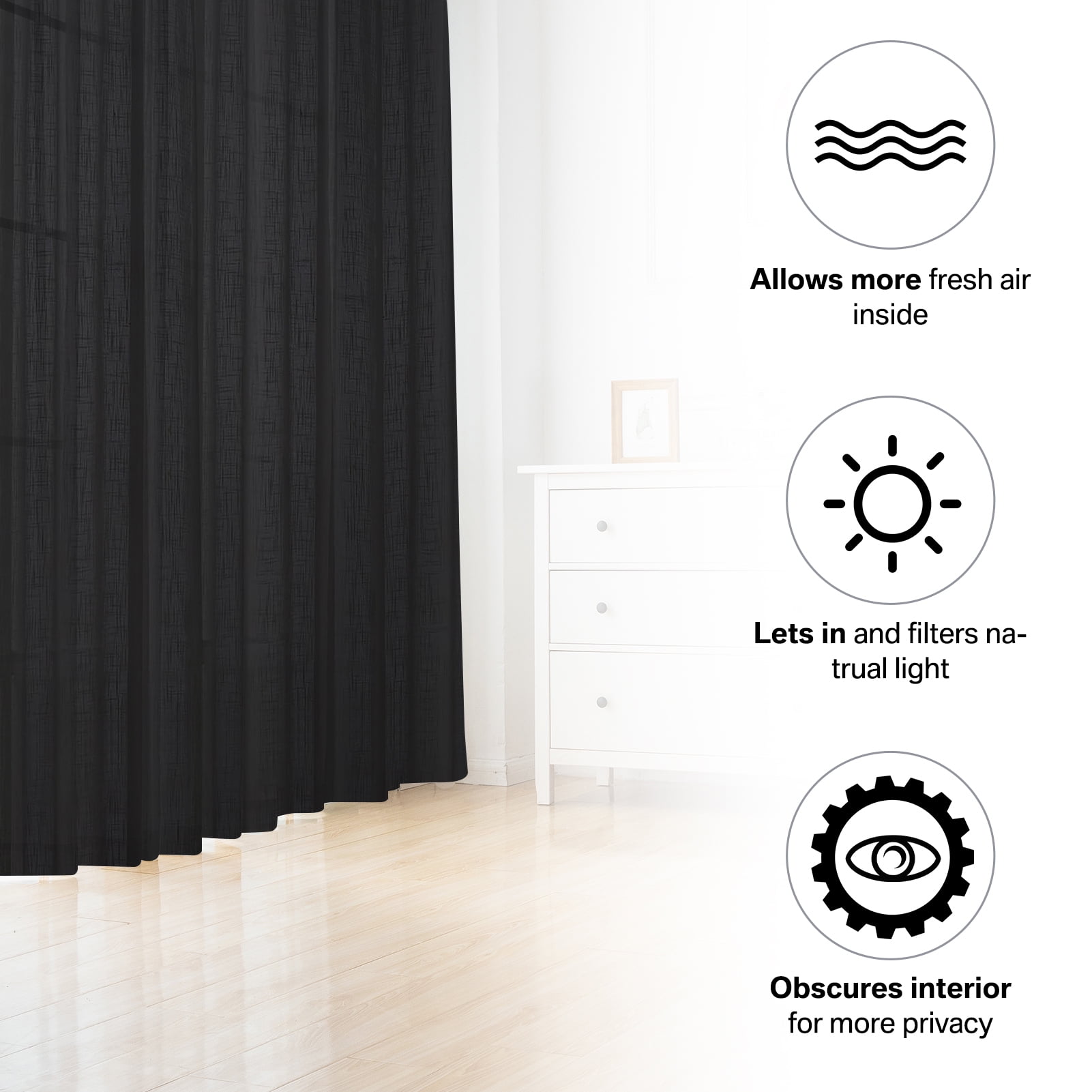 Linen Curtains for Living Room 2Panel Set Rod Pocket Light Filtering Privacy Neutral Semi Sheer Flax Linen Curtains Rustic Farmhouse Boho Decor Cotton Textured Gauze Drapes 52x63 Inch