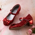 thumbnail image 5 of Kushyshoo Red Girls Dress Shoes Mary Jane 1.5in Low Heel Pumps Wedding Party Princess 1M, 5 of 7