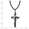 thumbnail image 5 of Stainless Steel Cord with Pendant Necklace Chain Chisel Polished Black IP-plated Cross Ring on a 20.5 inch Leather 23 mm, 5 of 5