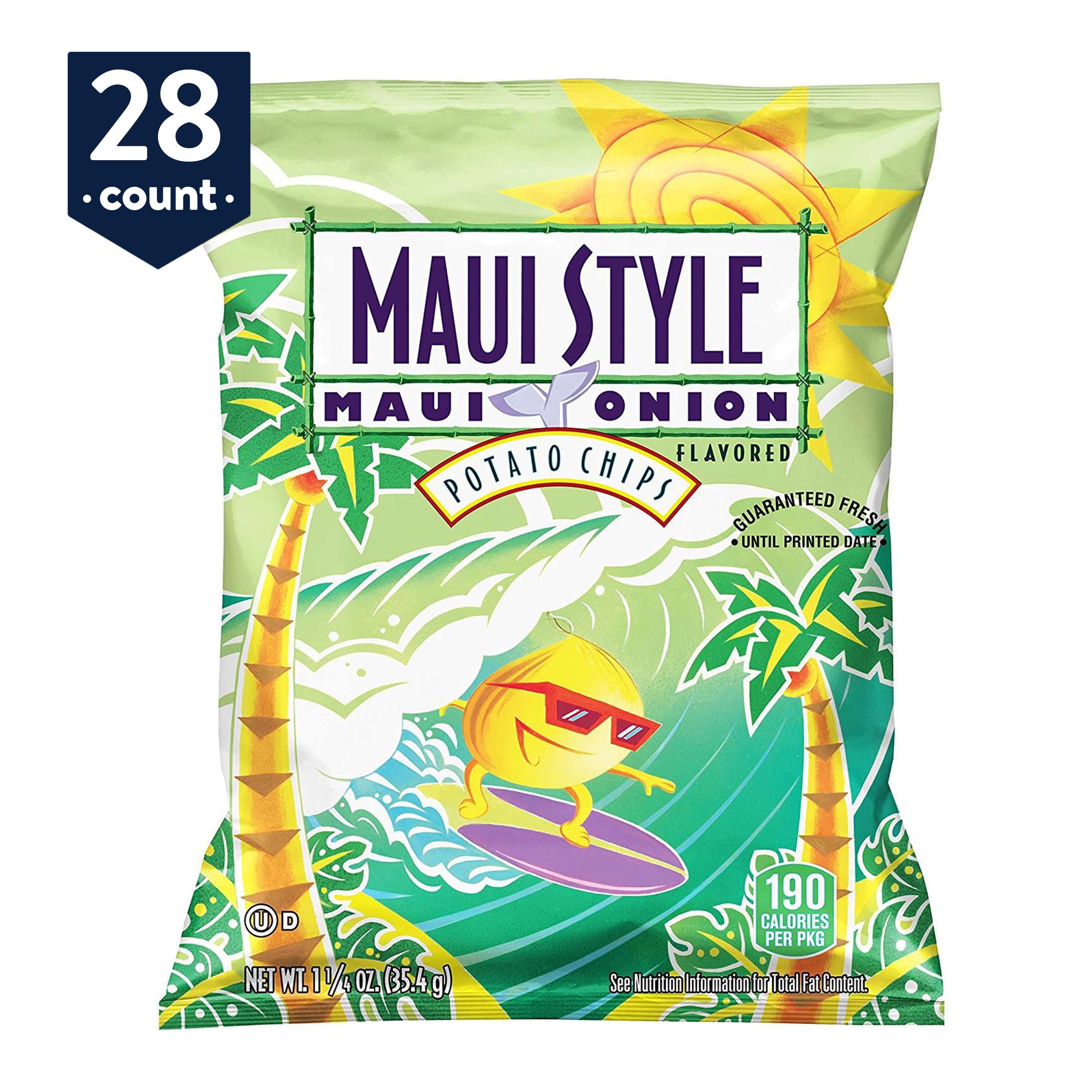 Maui Style Maui Onion Flavored Potato Chips, 1.25 oz Bags, 28 Count