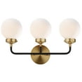 thumbnail image 2 of JONATHAN Y Caleb 22" 3-Light Contemporary Transitional Iron/Glass LED Vanity Light, Brass Gold/Black/White, 2 of 7