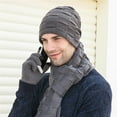 thumbnail image 2 of Men Winter Knitted Windproof Hat Scarf Gloves 3PCS Winter Knitted Hat Men Warm Hat Leisure Vacation Daily Cap, 2 of 5