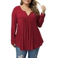 thumbnail image 2 of VERABENDI Women's Plus Size Tops Blouses Long Sleeve Button Up V-neck Tunic Shirts, M-4XL, 2 of 5