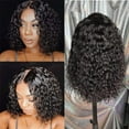 thumbnail image 5 of 13x4 Bob Water Wave lace Front Wigs Human Hair Pre Plucked For Black Women 16 Inch Brazilian Hair Short Bob Lace Frontal Wigs 150% Density Natural Black, 5 of 7