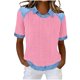thumbnail image 1 of Tops de Manga Corta para las Mujeres Camiseta Suelta de Primavera Y Verano con Solapa Casual, 1 of 5