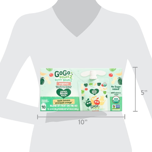GoGo squeeZ Happy BrainZ Apple Banana Pineapple Orange Snack