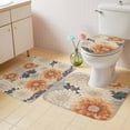 thumbnail image 4 of Vintage Flower Dahlia Bathroom Rugs Set Revivalism Plant Watercolor Non Slip Absorbent Soft Bath Mats 3 Piece Set with Bathroom Rug, U-Shaped Floor Mat, Toilet Seat Cover Large Size, 4 of 9