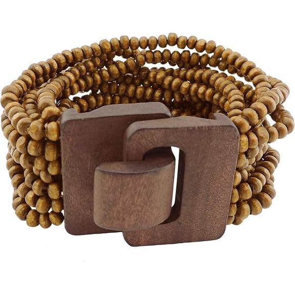 Coiris Multi Layers Beaded Wide Bangle Strand Bracelet for Women