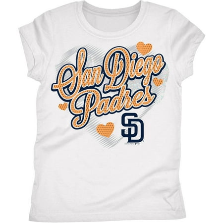 MLB San Diego Padres Girls Short Sleeve White Graphic (Best Hot Dogs In San Diego)
