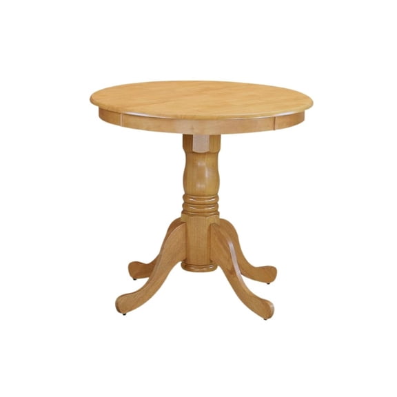 FurniFact Round Dining Table, Pedestal Base, Oak, Mid-Century, Solid Wood