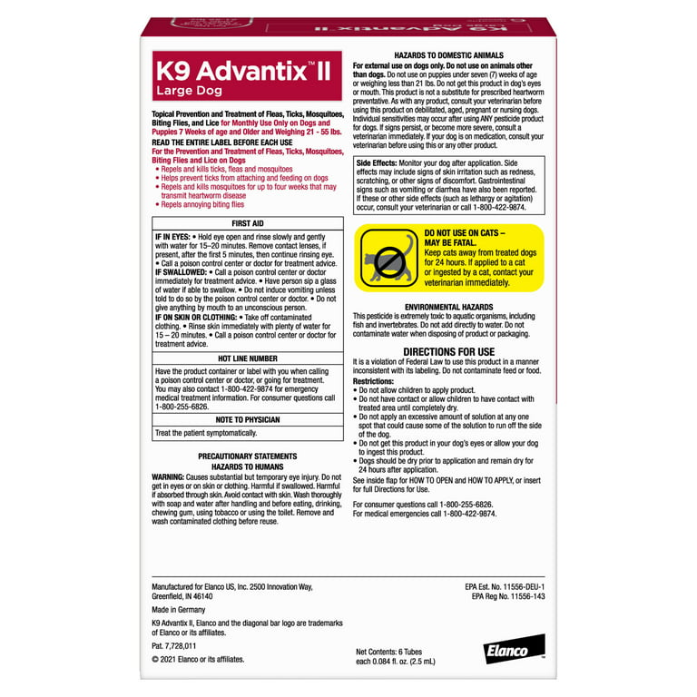 K9 Advantix II Flea & Tick for Dogs 21-55 lbs 6 doses, 6 doses - Kroger