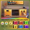 thumbnail image 3 of XiHuaZhaoChen LED TV Stand for 65 Inch TV, Modern Entertainment Center with Adjustable Glass Shelves & Customizable LED Lights, Sturdy Media Console for Living Room, Bedroom,Gaming (Gray Oak), 3 of 10