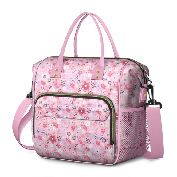 Pioneer Flower Floral Print Pattern Womens Lunch Box for Work,Insulated Large Lunch Bag for Tween and Teen,Loncheras Para Mujer,Leakproof Adult Lunch Bag for Work,Beach,Travel,Picnic,Camping