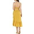 thumbnail image 3 of INSPIRE CHIC Women's V Neck Spaghetti Strap Crop Top & Floral Ruffle Wrap Skirt Set XL Yellow, 3 of 6