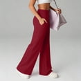 thumbnail image 7 of Hurxie Wide Leg Pants for Women High Waisted Soft Stretchy Comfy Lounge Casual Flowy Palazzo Trousers Red,3XL, 7 of 7