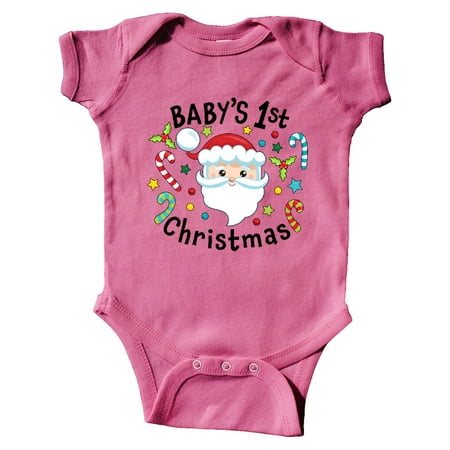 

Inktastic Baby s 1st Christmas Santa with Candy Canes Gift Baby Boy or Baby Girl Bodysuit