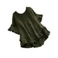 thumbnail image 2 of Cagogo Womens Loose Fit T Shirt Summer Tops Under $5 Short Sleeve Ruffle Linen Cotton Round Neck Flowy Blouses Night Out Black Shirt Clothes Mothers Day Gifts for Wife, 2 of 6