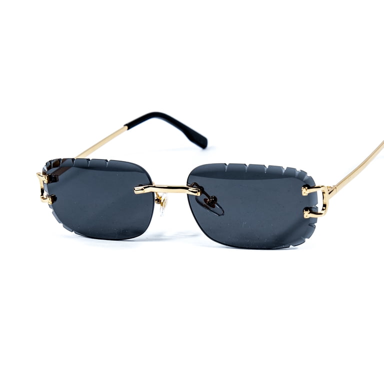 Black Gradient Tint Lens Rimless Hand Carved Diamond Cut  display picture 1
