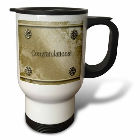 

3dRose Gold Design Congratulations Travel Mug 14oz Stainless Steel