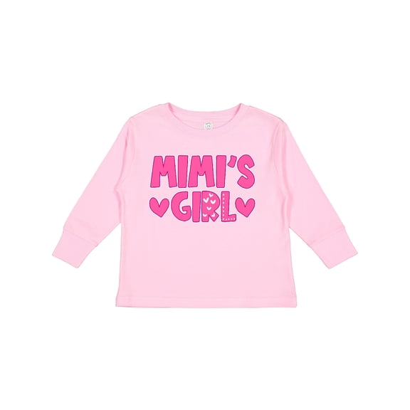 Inktastic Mimi's Girl Pink with Hearts Girls Long Sleeve Toddler T-Shirt