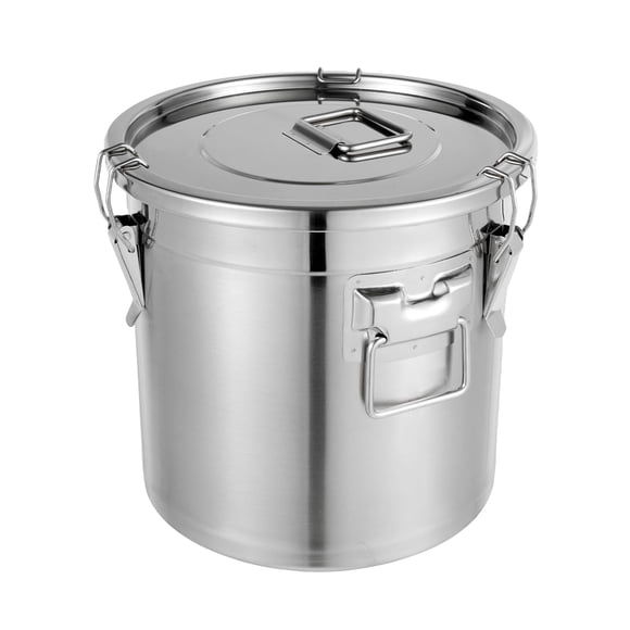 DYNAMI Conteneur Hermétique en Acier Inoxydable 304 de 5,5 Gal avec Couvercle et Pince de Verrouillage, Seau en Métal de 17-38lbs, Grand Tambour en Acier Inoxydable