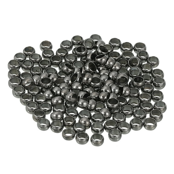 Uxcell 200Pack Round Crimp Beads, 4mm Brass Spacer Loose Beads Metal Clamp Ends Tiny Stoppers Bead for Bracelet Jewelry Making Craft DIY, Metallic Black