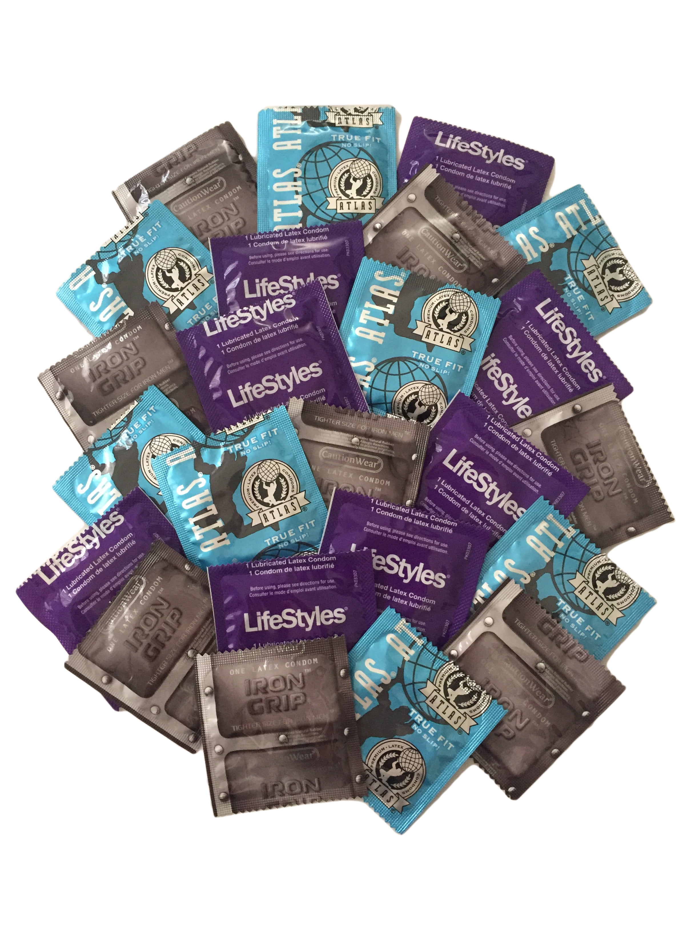 Snug Fit Condom Sampler + Silver Lunamax Pocket Case, Lifestyles