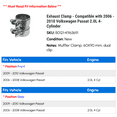 thumbnail image 2 of Exhaust Clamp - Compatible with 2006 - 2010 Volkswagen Passat 2.0L 4-Cylinder 2007 2008 2009, 2 of 2