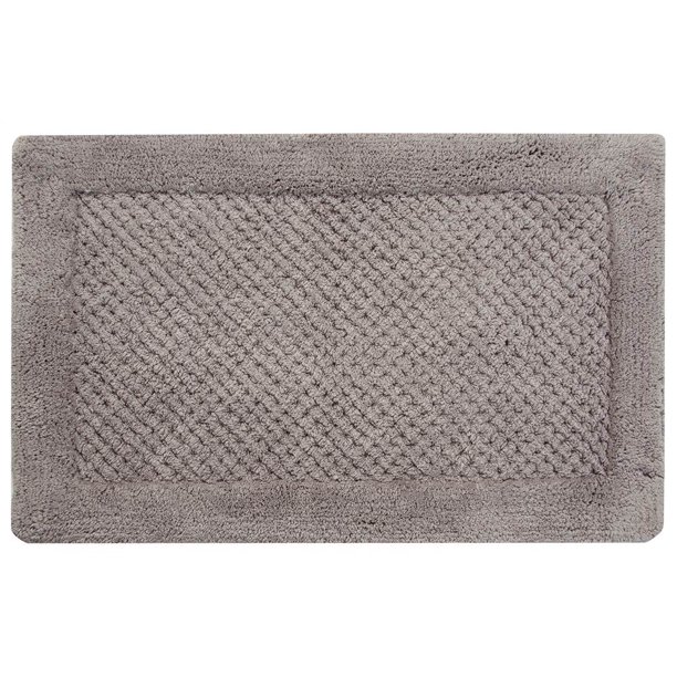 Waffle Pattern Bath Rug in Gray (36 in. L x 24 in. W)