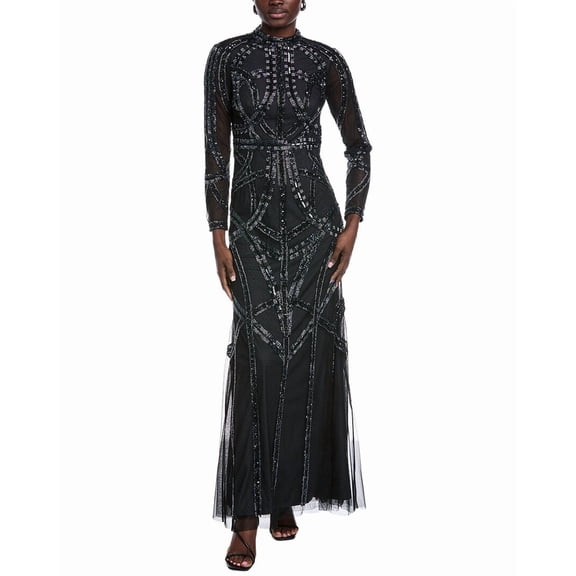 Aidan Mattox womens  Embellished Gown, 0, Black