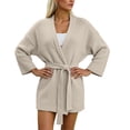 thumbnail image 4 of WRKEKC Cardigan Sweaters for Women Solid Color Mid Length Belted V-Neck Long Sleeve Knit Cardigan with Pockets, 4 of 6