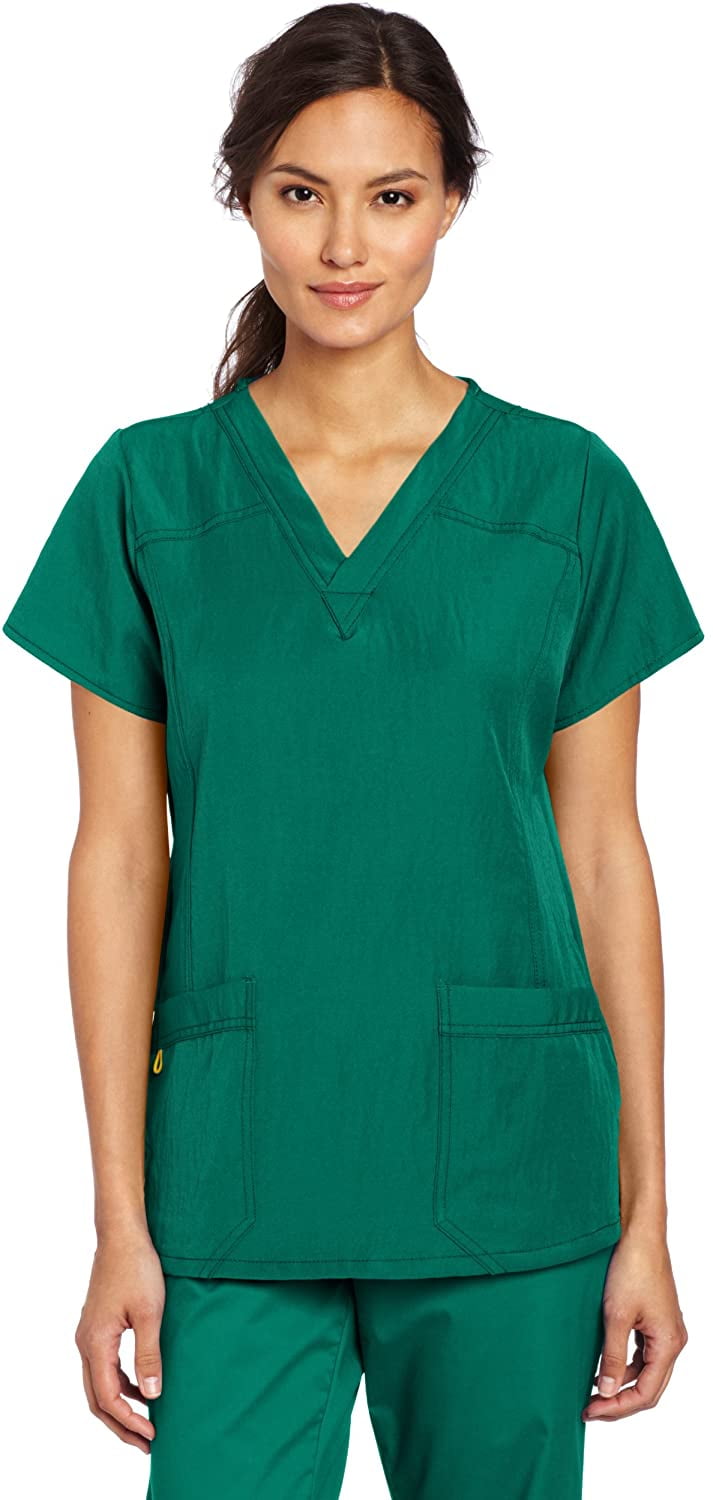WonderWink Women's Scrubs Four Way Stretch Sporty VNeck Top, Hunter