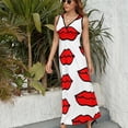 thumbnail image 6 of Lips! Dress Summer Street Style Bohemia Long Dresses Female Sleeveless Printed Maxi Dress, 6 of 9