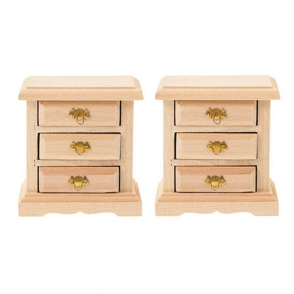 2pcs Nightstands Night Stand Furniture Bed Table Decor Miniature Cabinet Night Table Cabinet Props Wood Cupboard